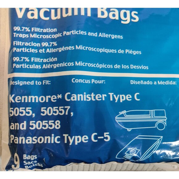 KENMORE CANISTER VACUUM BAGS TYPE C FOR MODELS 5055, 50557, & 50588 - Picture 2 of 5